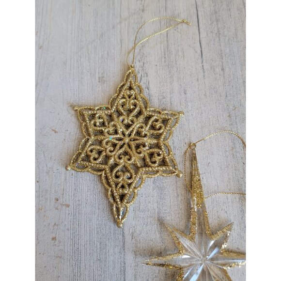 Golden glitter nativity star ornament Xmas set - Picture 3 of 6